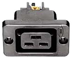 HUBBELL WIRING DEVICES H320R Power Entry Connector, Power Entry, 20 A, Black, Thermoplastic Body, 250 V