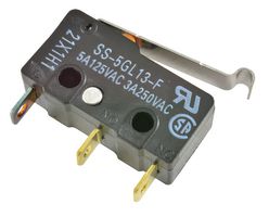 OMRON ELECTRONIC COMPONENTS SS-5GL13-F Microswitch, Subminiature, Simulated Roller Lever, SPDT, Solder, 5 A