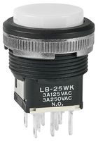 NKK SWITCHES LB25WKW01-BJ Pushbutton Switch, LB Series, 22 mm, DPDT, On-(On), Round, White