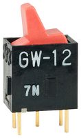 NKK SWITCHES GW12LCP Rocker Switch, On-None-On, SPDT, Non Illuminated, Through Hole, Red, GW Series