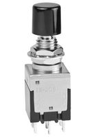 NKK SWITCHES EB2061-BA Pushbutton Switch, EB Series, 6.4 mm, DPDT, On-(On), Round, Black