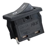 NKK SWITCHES CWSA11AAN2S Rocker Switch, On-None-Off, SPST, Non Illuminated, Panel Mount, Black, CW Series