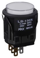 NKK SWITCHES LB15CKG01-5D-JB Pushbutton Switch, LB Series, 22 mm, SPDT, On-(On), Round, Transparent