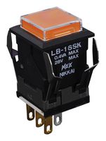 NKK SWITCHES LB16SKG01-5D-JD Pushbutton Switch, LB Series, SPDT, On-On, Square, Transparent