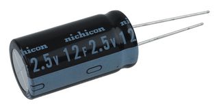 NICHICON JUK0E126MHD Electrolytic Capacitor, EVerCAP®, 12 µF, 2.5 V, ± 20%, 2000 hours @ 125°C, Polar