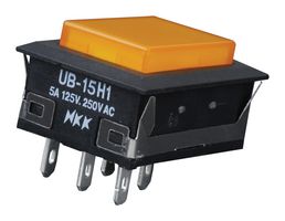 NKK SWITCHES UB15NKW015D-DB Pushbutton Switch, UB Series, SPDT, On-(On), Rectangular, Amber
