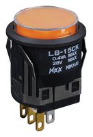 NKK SWITCHES LB15CKG01-5D-JD Pushbutton Switch, LB Series, 22 mm, SPDT, On-(On), Round, Transparent