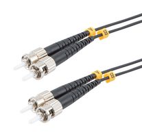 L-COM FCA-SSTUSTUD15 Fiber Optic Cable, Singlemode, 2 Fibers, 9µm / 125µm, ST Duplex to ST Duplex, 49.2ft