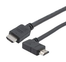 L-COM HD21ZRAR-MM-BLK-05M Audio / Video Cable Assembly, LSZH, 2.1, 90° HDMI Plug, HDMI Plug, 19.7 ", 500 mm, Black