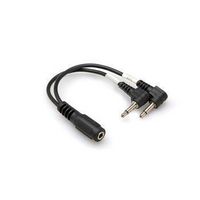 HOSA YMM-492 Audio / Video Cable Assembly, 3.5mm Stereo Phono Jacks (2), 90° 3.5mm Mono Phone Plug, 6 "