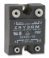 SENSATA/CRYDOM D2425-10 Solid State Relay, SPST-NO, 25 A, 280 VAC, Panel Mount, Screw, Random Turn On