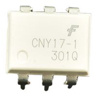 ONSEMI CNY171M Optocoupler, Transistor Output, 1 Channel, DIP, 6 Pins, 60 mA, 7.5 kV, 40 %