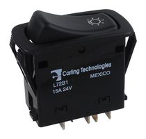 CARLING TECHNOLOGIES L72B1AJ01-3AZAC-300 Rocker Switch, SPST, Illuminated, Panel Mount, L Series