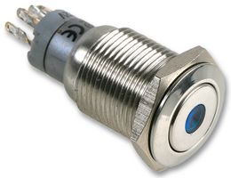 BULGIN LIMITED MP0045/1E1BL012 Vandal Resistant Switch, DPDT, Natural, MP0045/1E Series, Off-On, Blue, Solder Lug