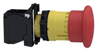SCHNEIDER ELECTRIC XB5AT842 Emergency Stop Switch, SPST-NC, Push-Pull, Screw Clamp, 6 A, 120 V