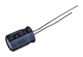 NICHICON UPJ1J470MPD1TD Electrolytic Capacitor, Low Impedance, 47 µF, 63 V, ± 20%, PC Pin, 1000 hours @ 85°C, Polar