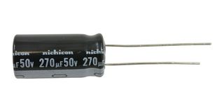 NICHICON UHE1H271MPD1TD Electrolytic Capacitor, Miniature, 270 µF, 50 V, ± 20%, PC Pin, 1000 hours @ 85°C, Polar