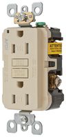 HUBBELL WIRING DEVICES AFR15TRI Power Entry Connector, Tamper-Resistant, Arc Fault, Electrical AC Power, 15 A, Ivory