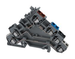 WAGO 280-580 DIN Rail Mount Terminal Block, 6 Positions, 28 AWG, 12 AWG, 2.5 mm², Clamp, 20 A