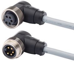 HARTING 21349899597015 Sensor Cable, 90° 7/8" Plug, 90° 7/8" Receptacle, 4 Positions, 1.5 m, 4.921 ft