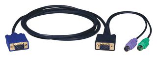 EATON TRIPP LITE P750-015 Computer Cable, HD-15 Plug, HD-15 Plug / 2-Mini DIN 6 Position Plug, 15 ft, 4.57 m