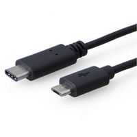 MULTICOMP PRO C06026-00010 USB Cable, Micro USB Type B Plug, USB Type C Plug, 0.91 m, 3 ft, USB 2.0, Black