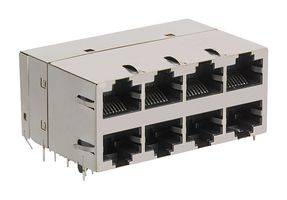 BEL MAGNETIC SOLUTIONS 0854-2X4R-JD-F Modular Connector, RJ45 Jack, 2 x 4 (Stacked), 8P8C, Through Hole Mount