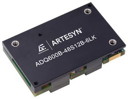 ARTESYN EMBEDDED TECHNOLOGIES ADQ600B-48S12B-6LI Isolated Through Hole DC/DC Converter, ITE, 2:1, 600 W, 1 Output, 12 V, 50 A