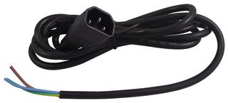 MULTICOMP PRO GW-151628 Mains Power Cord, IEC 60320 C14 to Free End, 2 m, 10 A, 250 VAC, Black