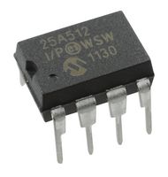 MICROCHIP 25A512-I/P EEPROM, 512 Kbit, 64K x 8bit, SPI, 10 MHz, DIP, 8 Pins