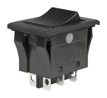 NKK SWITCHES JWLW22RAA Rocker Switch, Non Illuminated, DPDT, On-None-On, Black, Panel Mount, 16 A