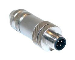 MUELLER ELECTRIC BU-12ZS33-PG9 Sensor Connector, PG9, M12, Male, 4 Positions, Screw Pin, Straight Cable Mount