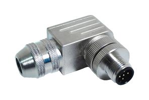 MUELLER ELECTRIC BU-12ZS45-PG7 Sensor Connector, PG7, M12, Male, 5 Positions, Screw Pin, Right Angle Cable Mount