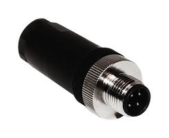 MUELLER ELECTRIC BU-12ZU03-PG7 Sensor Connector, PG7, M12, Male, 4 Positions, Screw Pin, Straight Cable Mount