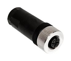 MUELLER ELECTRIC BU-12ZU04-PG7 Sensor Connector, PG7, M12, Female, 4 Positions, Screw Socket, Straight Cable Mount