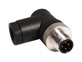 MUELLER ELECTRIC BU-12ZU23-PG7 Sensor Connector, PG7, M12, Male, 4 Positions, Screw Pin, Right Angle Cable Mount