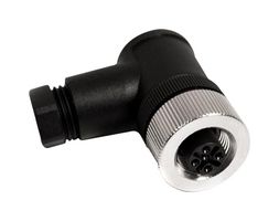 MUELLER ELECTRIC BU-12ZU24-PG7 Sensor Connector, PG7, M12, Female, 4 Positions, Screw Socket, Right Angle Cable Mount