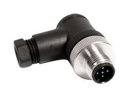 MUELLER ELECTRIC BU-12ZU25-PG9 Sensor Connector, PG9, M12, Male, 5 Positions, Screw Pin, Right Angle Cable Mount