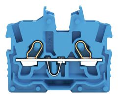 WAGO 2050-0304 DIN Rail Mount Terminal Block, Miniature, 2 Positions, 24 AWG, 16 AWG, 1 mm², Clamp, 13.5 A