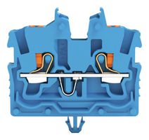WAGO 2250-0314 DIN Rail Mount Terminal Block, Miniature, 2 Positions, 24 AWG, 16 AWG, 1 mm², Clamp, 13.5 A
