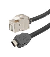 L-COM TRGIX606EC-BLK-3M Ethernet Cable, Cat6a, IX Type B Plug to RJ45 Jack, FUTP (Foiled Unshielded Twisted Pair), Black