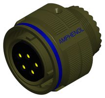AMPHENOL AEROSPACE D38999/26WD5SN Circular Connector, MIL-DTL-38999 Series III, DS38999/26 Series, Straight Plug, 5 Contacts