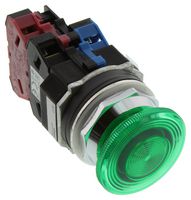 IDEC ALD32211DNUG Industrial Pushbutton Switch, TWND Series, 30.5 mm, SPST-NO, SPST-NC, Momentary, Mushroom, Green