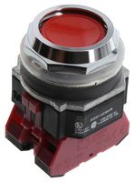 IDEC AOD102NUR Industrial Pushbutton Switch, TWND Series, 30 mm, DPST-NC, Maintained, Round Flush, Red
