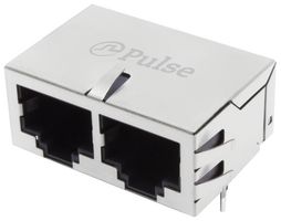 PULSE ELECTRONICS J8064E62NL Modular Connector, RJ45 Jack, 1 x 2 (Ganged), 8P8C, Cat5, Cat6, Through Hole Mount