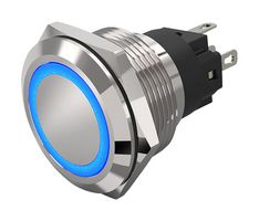 EAO 82-6151.0123 LED Panel Mount Indicator, Ring, Blue, 12 V, 22 mm, 14 mA, IP65, IP67