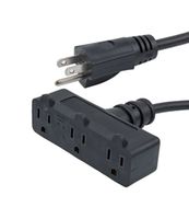 L-COM N515P-N515R3-15-10F Mains Power Cord, NEMA 5-15P to 3x NEMA 5-15R, 3.05 m, 15 A, 125 V, Black