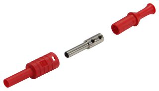 CAL TEST ELECTRONICS CT3134-2 Banana Test Connector, Jack, Cable Mount, 36 A, 1 kV, Nickel Plated Contacts, Red
