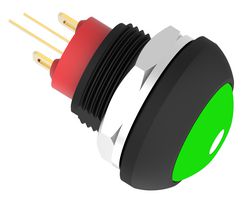 TE CONNECTIVITY - ALCOSWITCH PB6B2FM6M1CAL01 Industrial Pushbutton Switch, Subminiature, PB6 Series, 13.6 mm, SPST-NO, Off-(On), Flat, Green
