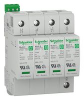 SCHNEIDER ELECTRIC M9L17208 Surge Protector, Surge Arrester, 4 Pole, Type 1, 75 kA, 350 VAC, DIN Rail